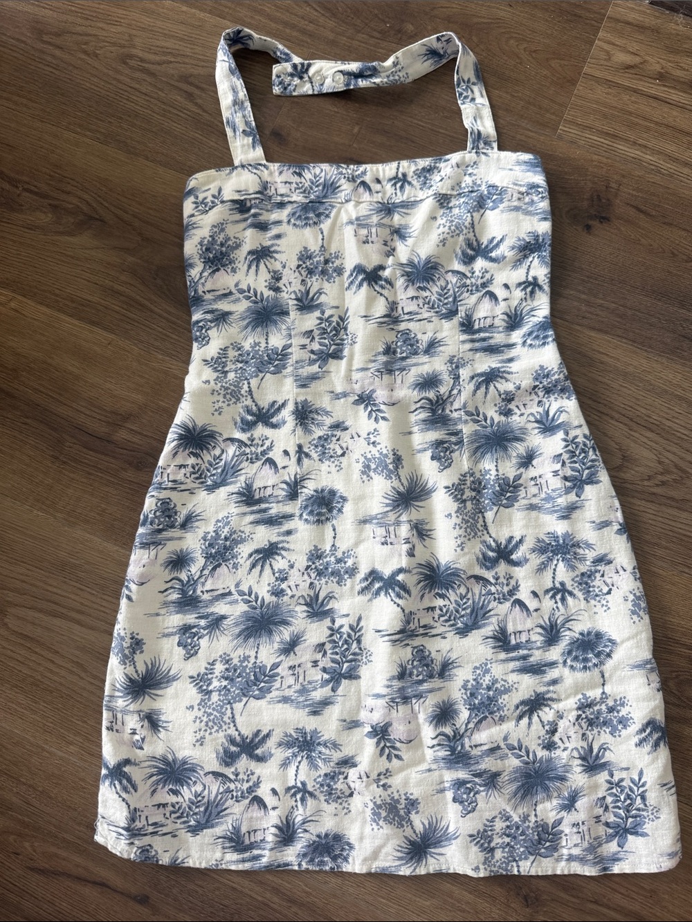 Abercrombie & Fitch Blue and White Tropical Toile Mini Dress